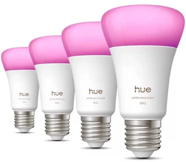 „Philips Hue WCA 810 A60 E27 4P EU“ | E27 | 6 W | Baltos ir spalvotos šviesos | „Bluetooth“ ir „Zigbee“