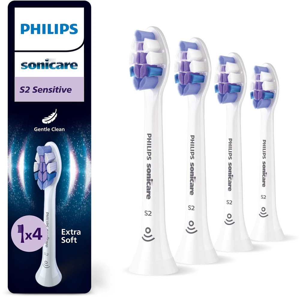 4 dalių šepetėlių galvučių pakuotė Philips Sonicare Sensitive HX6054/87, Baltos spalvos