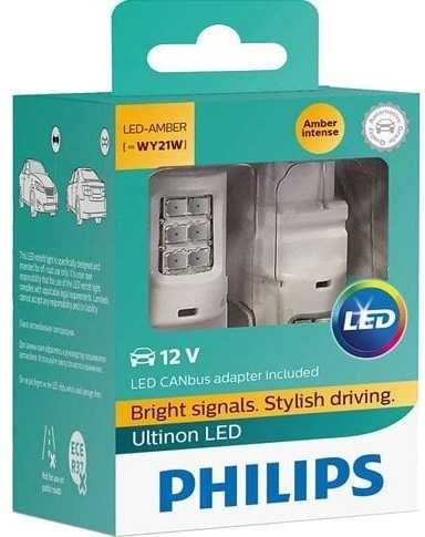 Philips Ultinon LED W21W Geltona 12V - Rinkinys
