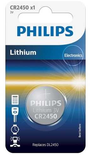 Philips Elementai 3V ličio CR2450, 1 vnt.