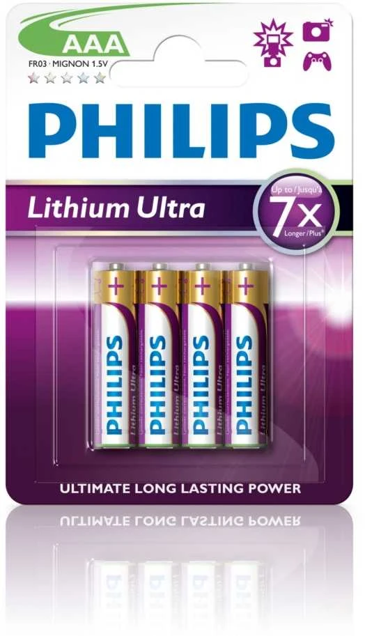 Philips Lithium Ultra AAA baterijos, 4 vnt pakuotė