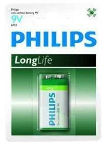 PHILIPS 6F22L1B/10 Baterija PHILIPS LONGLIFE 9V 6F22 (BLISTER OF 1)