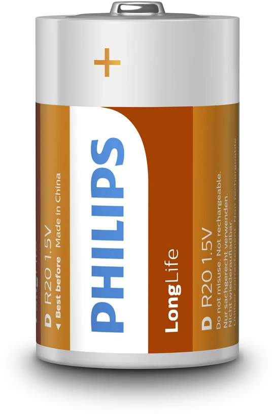 Philips Ilgaamžės D baterijos 2 vnt.