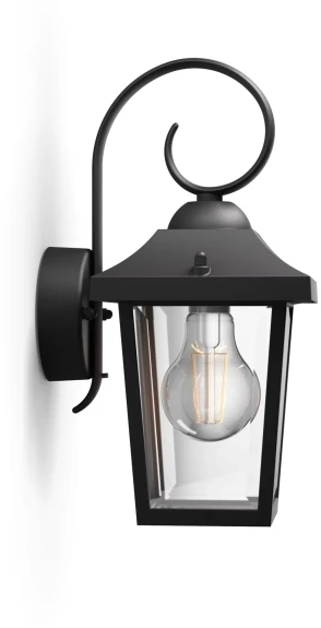 Philips myGarden Buzzard sieninis šviestuvas 60W E27 be lemputės, lauko sieninis apšvietimas, juoda, metalas, IP44, terasa, sodas, I