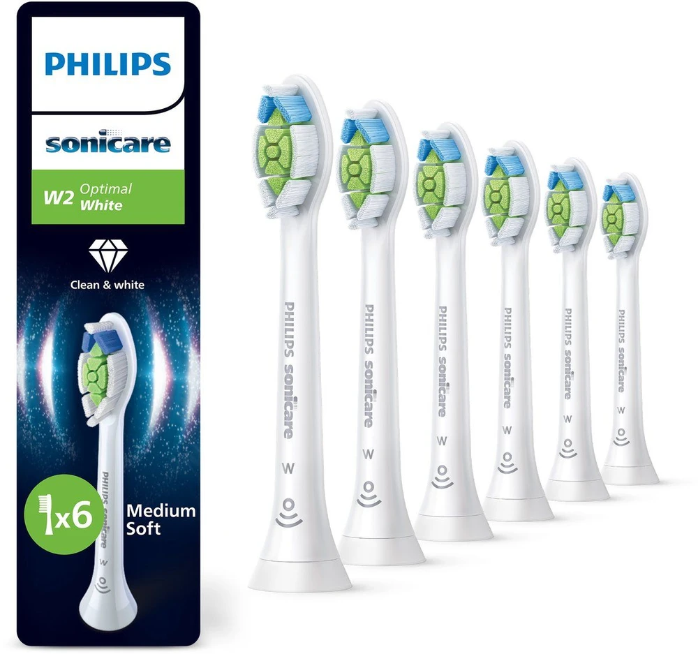6 dalių šepetėlių galvučių pakuotė Philips Sonicare Optimal White HX6066/87, Baltos spalvos