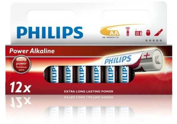 Philips Power Alkaline AA baterijos, 12 vnt. pakuotė
