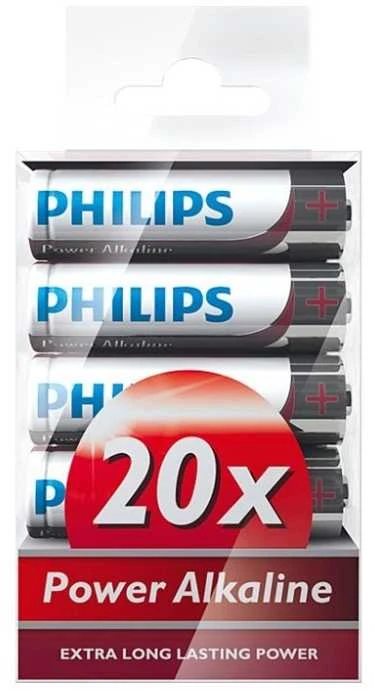 Philips Power Alkaline AA baterijos 20 vnt. pakuotė