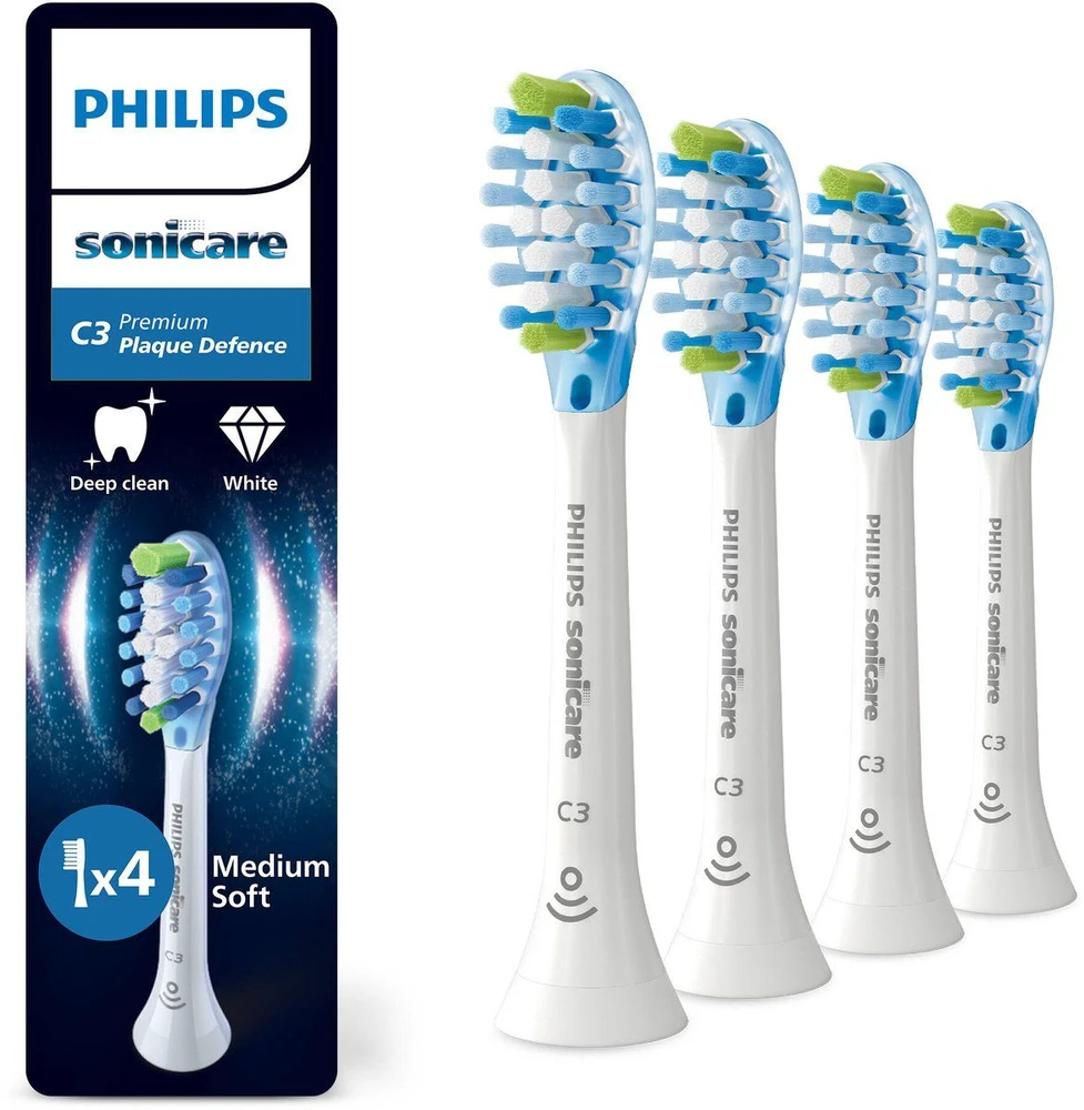 4 dalių šepetėlių galvučių pakuotė Philips Sonicare Premium Plaque Defence, HX9044/87