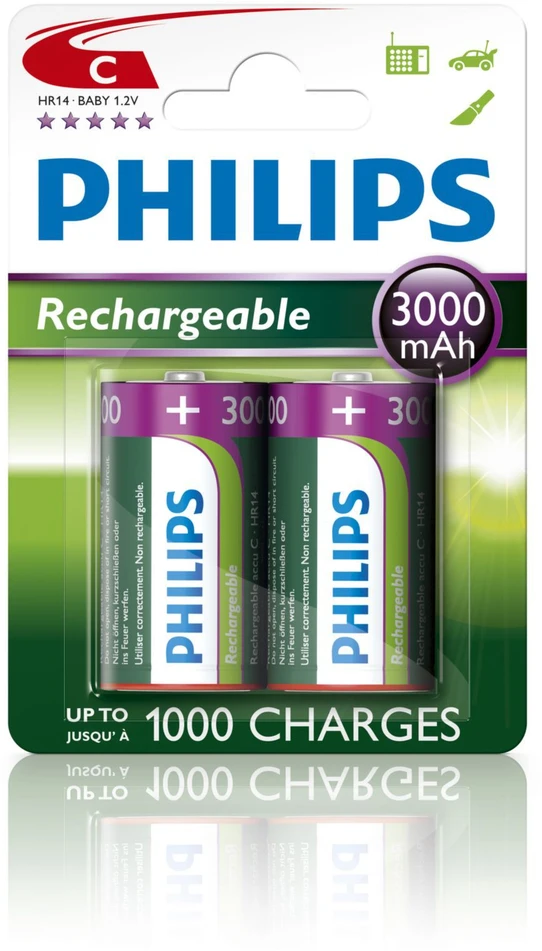 Philips HR14 C įkraunamos 3000 mAh baterijos, 2 vnt.
