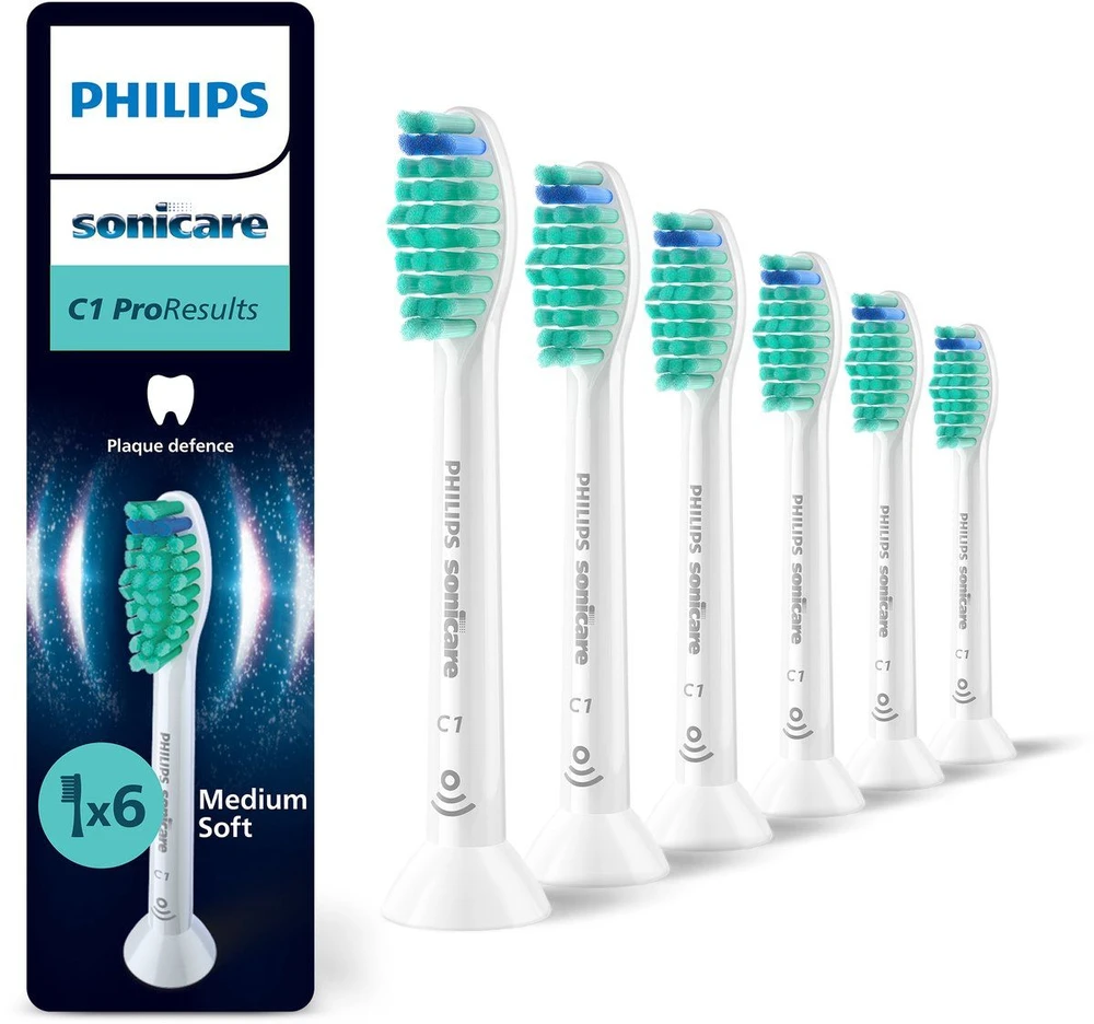 6 dalių šepetėlių galvučių pakuotė Philips Sonicare ProResults HX6016/87, Baltos spalvos