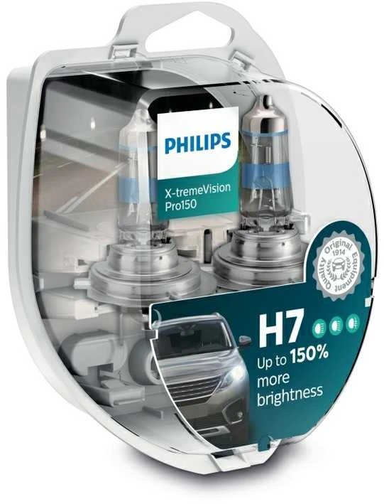 PHILIPS H7 12V 55W PX26d X-tremeVision Pro150 lemputės, 12972XVPS2