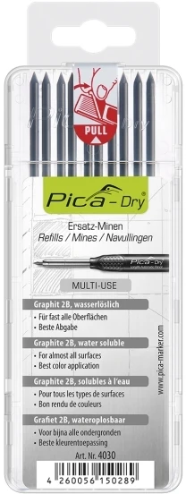 Pica Marker Pica Dry Refills, grafito spalvos (keičiamos šerdelės) 10 vnt.