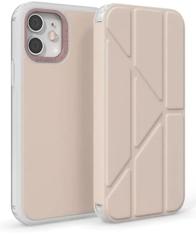 „Pipetto Origami Folio“, skirtas „iPhone 12 Pro Max“ – dulkėtos rožinės spalvos dulkėtos rožinės spalvos