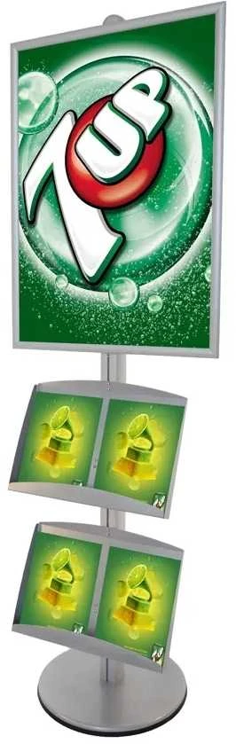 Plakatas Twinco Dvigubas lentynų stovas su plieninėmis lentynomis A1 Alu 450x529x1900mm (1 vnt.)