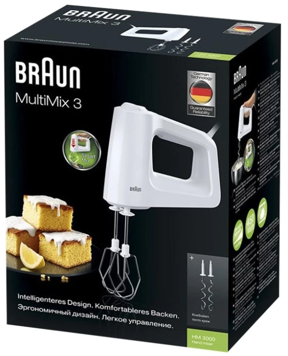 Plakiklis Braun MultiMix HM 3000 WH, Rankinis maišytuvas, Balta, Nerūdijančiojo plieno, 450 W