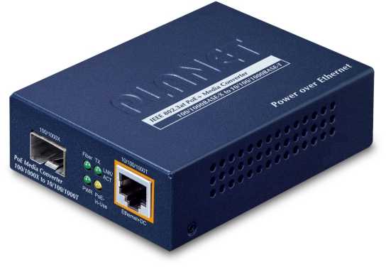 Konwerter światłowodowy Planet IEEE802.3af/at PoE 10/100/1000