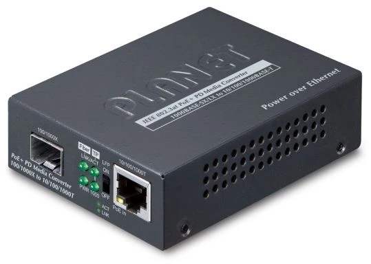 Planet PLANET 802.3at PoE+ PD tinklo konverteris 2000 Mbit/s Juodas