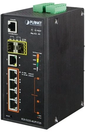 Šakotuvas Jungiklis Planet IP30 Industrial L2/L4 4-Port IGS-5225-4UP1T2S