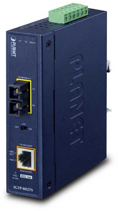 „Planet PLANET IP30 Industrial“ 10/100/1000BAS šviesolaidinis keitiklis 1000 Mbit/s Mėlyna