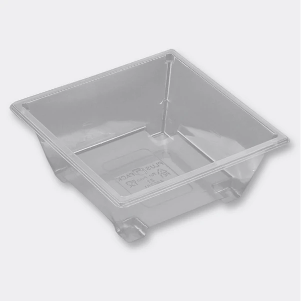 Plastikinis indas, Plus Pack Gourmet Express Stačiakampis 585 ml, 141x141x55mm PET, permatomas, kartonas po 400