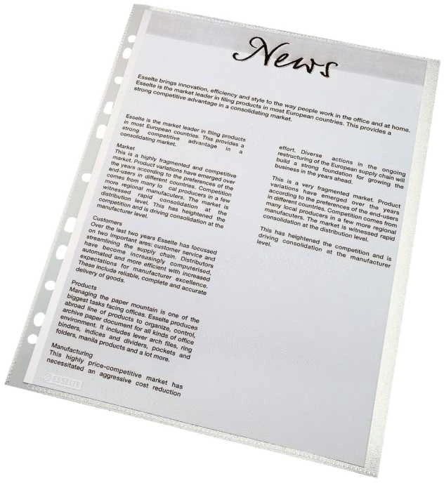 Laikiklis Leitz Įmautės Esselte, A4, 75 mikr., matinė, įdėjimas iš kairio šono (1) 0809-139