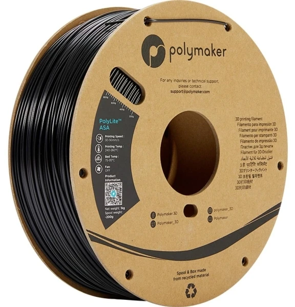 Polymaker PolyLite ASA - 1kg - 1.75mm - Juodas