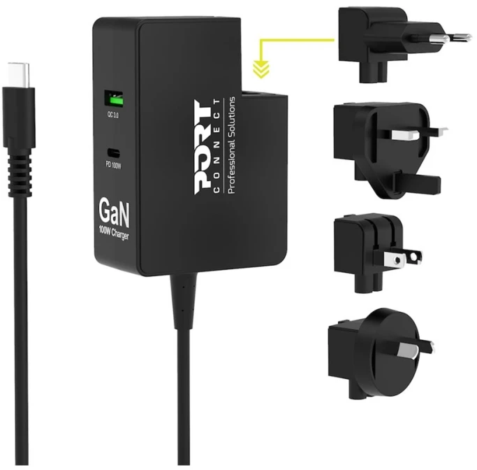 Įkroviklis Port Designs Port USB-C Įkroviklis GaN 100W USB-C/A Adapteris kelioninis (902103)