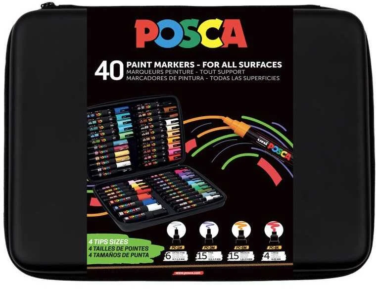 POSCA dovanų dėžutė, 40 įvairių spalvų ir linijų pločių