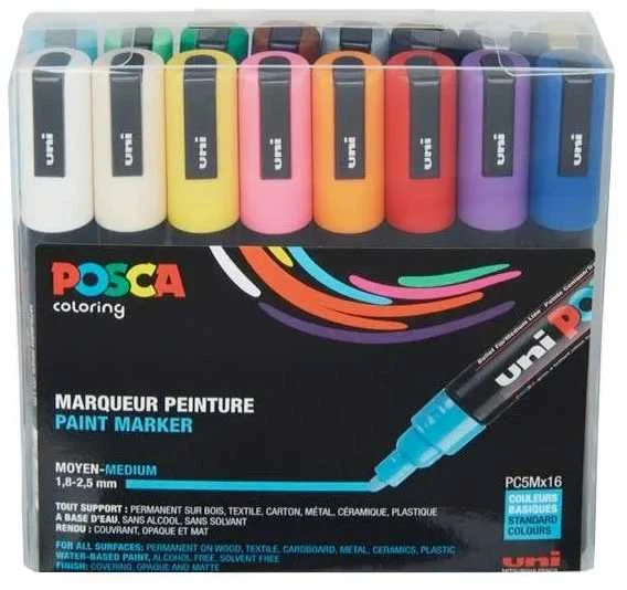 Carruzzo Posca - Pc5M - Medium Tip Pen, 16 Pc