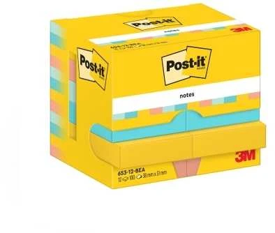 Lipnūs lapeliai 3M Post-it® Beachside, 38mmx51mm, 12 vnt. po 100 lapelių