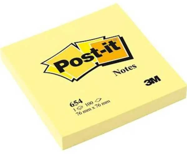 Lipnūs lapeliai užrašams 3M Post-it 76x76mm 12 vnt./pak., geltonos spalvos