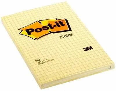 Lipnūs lapeliai Post-it, 102 x 152 mm, 100 lapelių, langeliais, geltona