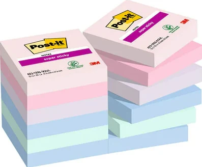 Lipnūs lapeliai 3M Post-it® Super Sticky Soulful, 47.6mmx47.6mm, 12 vnt. po 90 lapelių