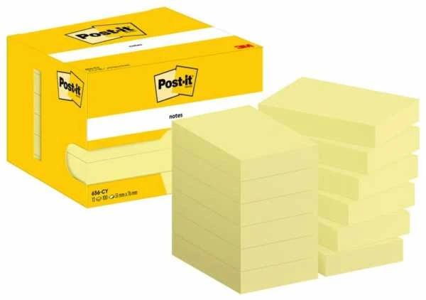 Lipnūs lapeliai 3M Post-it 51x76mm, geltonos spalvos, 12 vnt./pak.
