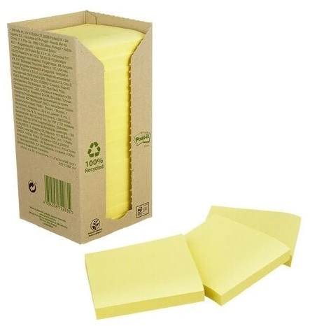 Post-it FT510110347, Kvadratinis, Geltonas, Popierius, 100%, MĖLYNASIS ANGELAS, 76 mm