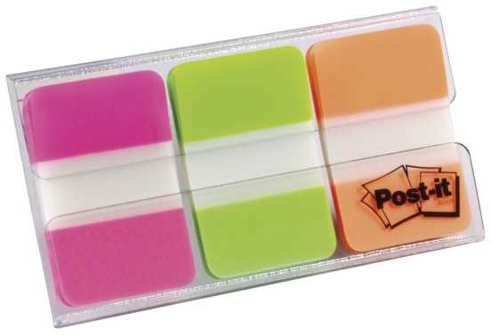 3M Lipnūs žymekliai Post-it, 25,4 x 38 mm, 3 spalvos