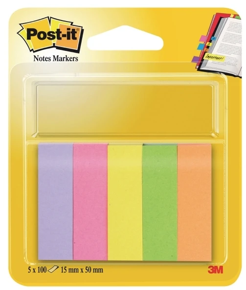 3M Lipnūs žymekliai Post-it, 15 x 50 mm, 5 spalvos