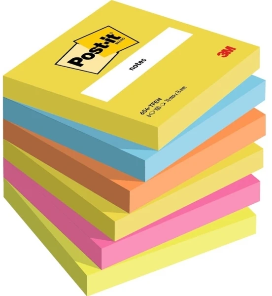 Lipnūs lapeliai 3M Post-it® Energetic, 76mmx76mm, 6 vnt.po 100 lapelių