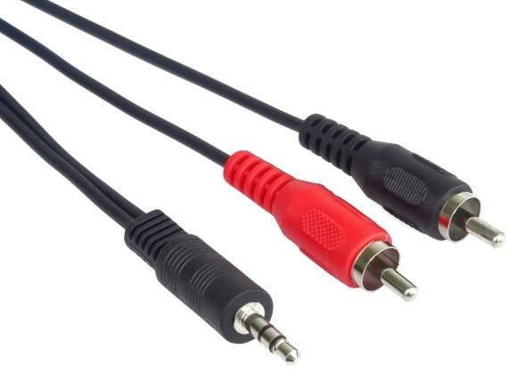 Kabelis „PremiumCord“ lizdas 3,5 mm – RCA (Cinch) x2 10m juodas (kjackcin10)
