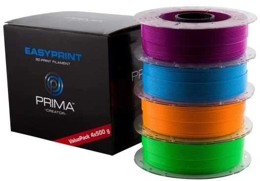 PrimaCreator EasyPrint PLA Value Pack Neon – 1.75mm – 4 x 500g (iš viso 2kg) – neoninė mėlyna, neoninė žalia, neoninė oranžinė, neoninė violetinė