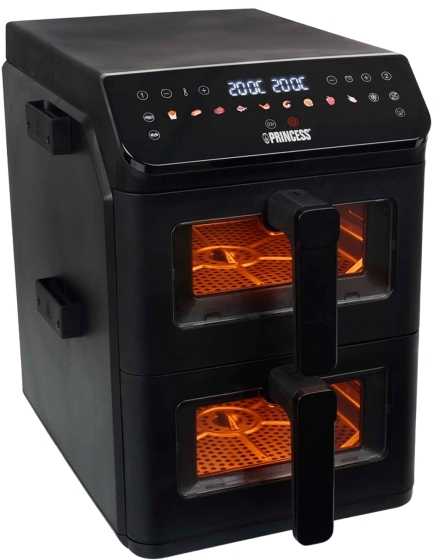 Gruzdintuvė Princess dvigubo kamino oro keptuvė | 182490 | Galia 3000 W | Talpa 11,2 l | Juodas