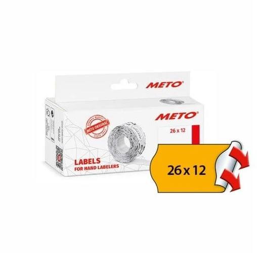Kainų etiketė METO 26x12mm neoninė oranžinė, nuolat lipni - (6 ritinėliai x 1 000 vnt.)