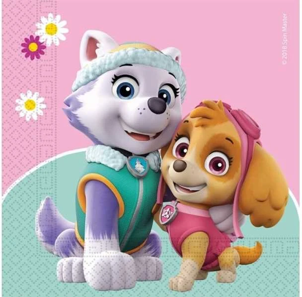 PROCOS Paw Patrol Skye ir Everest gimtadienio servetėlės - 33 cm - 20 vnt. Universalios