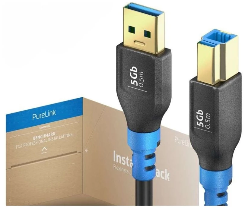 „PureLink FlexInstall“ USB-A–USB-B keitiklis, USB 3.0, 5 Gbps, 0,50 m – diegimo rinkinys, 60 vnt.
