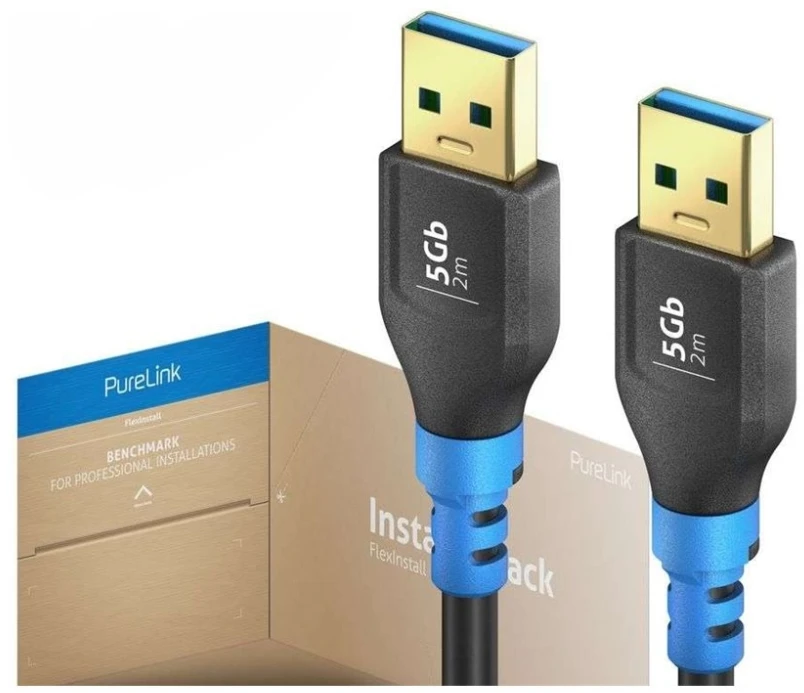 „PureLink FlexInstall“ USB-A–USB-A laidas, USB 3.0, 5 Gbps, 2,00 m – diegimo rinkinys, 30 vnt.