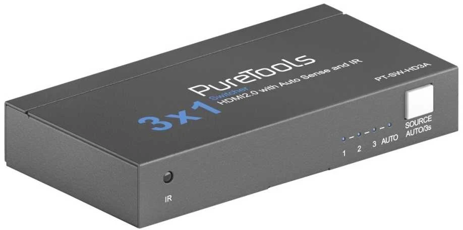 PureTools HDMI komutatorius su valdymo mygtukais