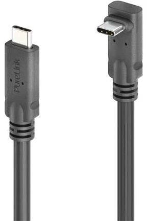 PureLink USB-C į USB-C 90° kabelis aukštyn/žemyn - USB4 Gen 2x2, 5A, EPR 240W, 20G, DP Alt-Mode - PureInstall MicroX4 - juodas - 2,00 m