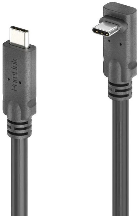 PureLink USB-C į USB-C 90° kabelis į viršų/žemyn - USB4 Gen 2x2, 5A, SPR 100W, 20G, DP Alt režimas - PureInstall MicroX4 - juodas - 3,00 m