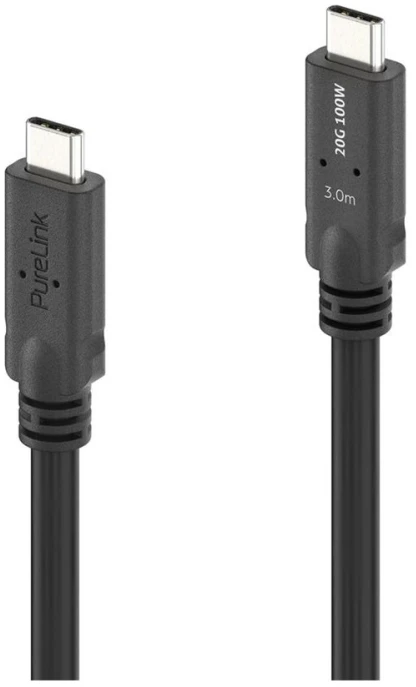 StarTech „PureLink“ USB-C į USB-C laidas – USB4 Gen 2x2, 5A, SPR 100W, 20G, DP alternatyvus režimas – „PureInstall MicroX4“ – juodas – 3,00 m