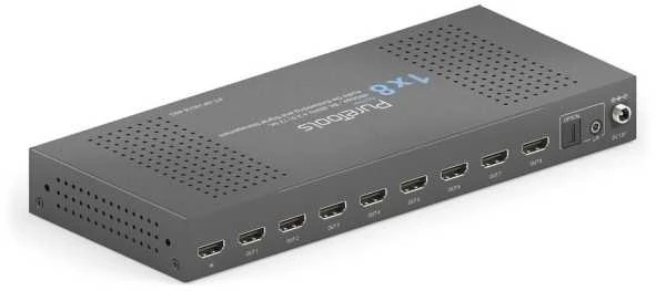„PureTools PT-SP-HD18-48G“, HDMI, 8x HDMI, 3,5 mm, 7680 x 4320 pikselių, Juoda, Plienas
